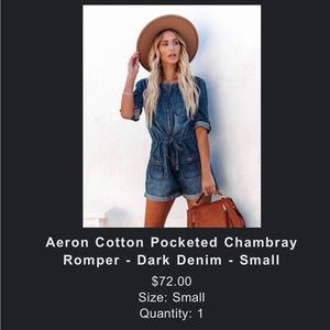 Vici Dolls - AERON COTTON POCKETED CHAMBRAY ROMPER - DARK DENIM